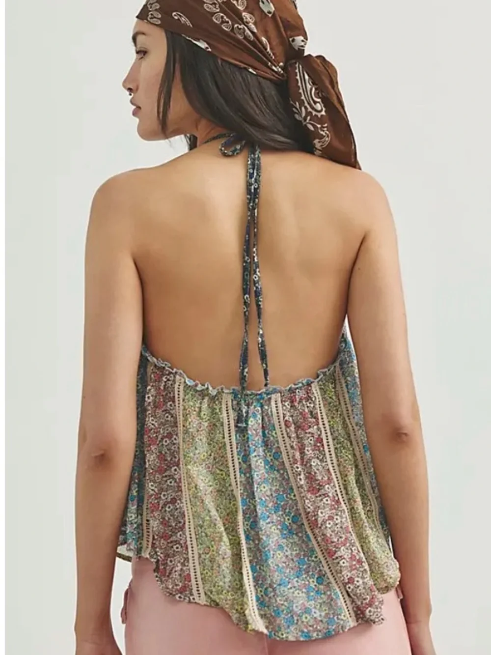 NWT Free People Costa Printed Halter Neck Tank M